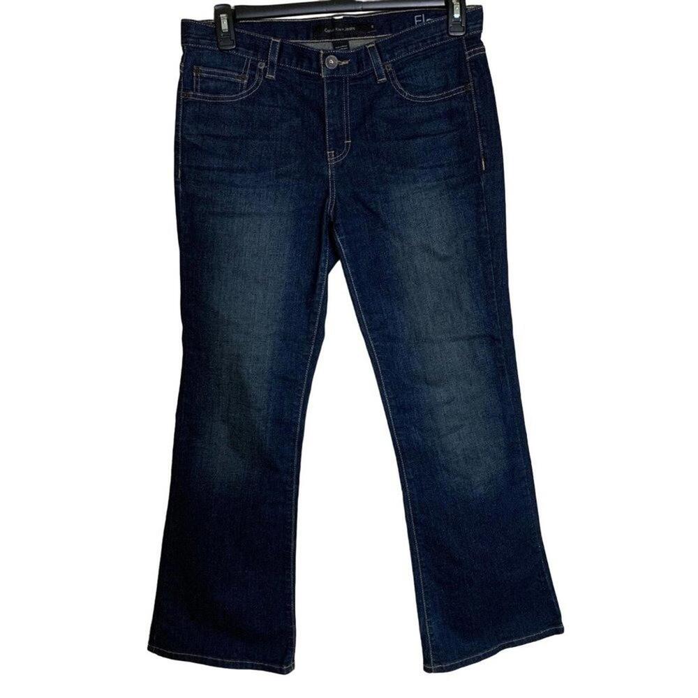 Calvin Klein Women's Jeans Dark Wash Flare Blue Denim Size 10